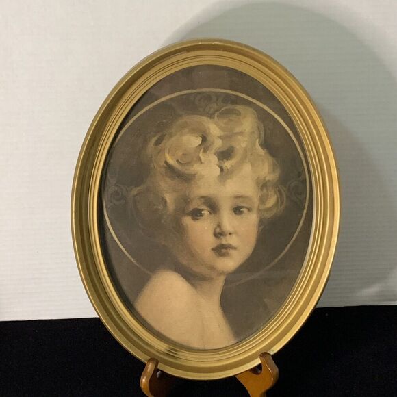 C. Bosseron Chambers Framed Print Light Of The World Angel Oval Framed Antique - Picture 1 of 6